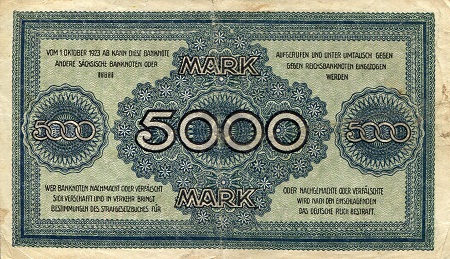 Germany 5,000 Marks F (see large scan) pick #: S957b