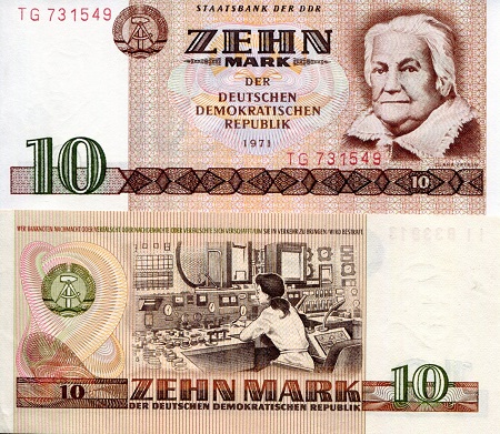 Germany, East (GDR) 10 Mark Pick Number: 28a UNC Banknote