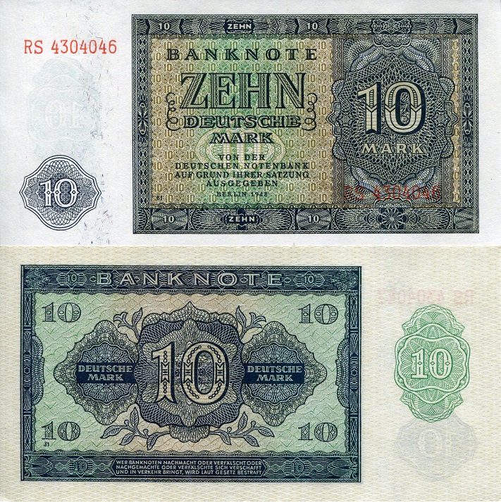 Germany, East (GDR) 10 Marks Pick Number: 12b aUNC (see large scan) Banknote