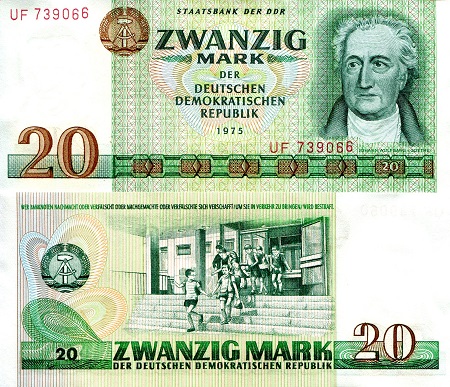 Germany, East (GDR) 20 Mark Pick Number: 29a UNC Banknote