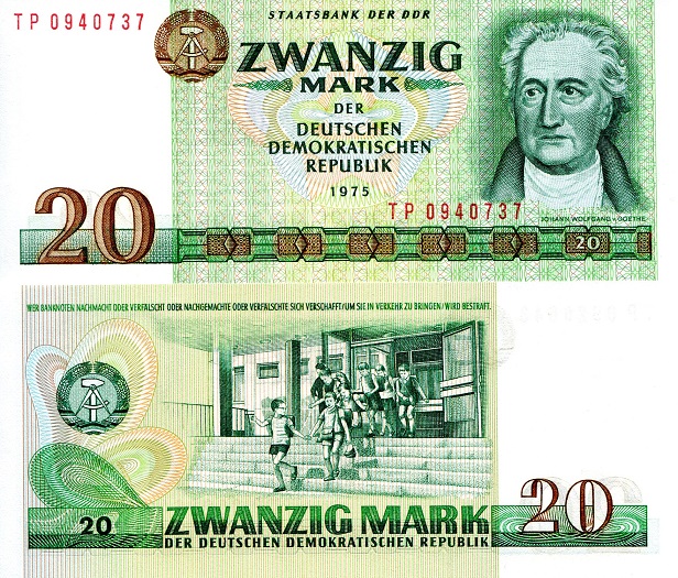 Germany, East (GDR) 20 Mark Pick Number: 29b UNC Banknote