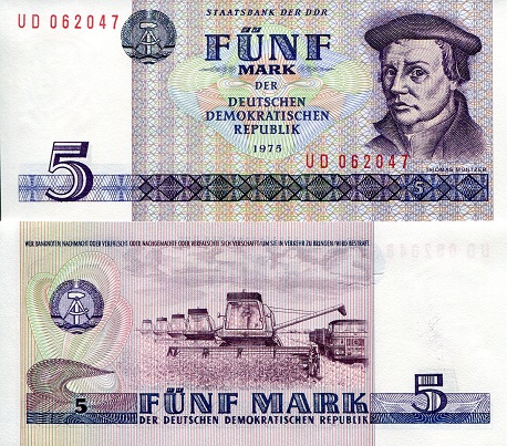 Germany, East (GDR) 5 Mark Pick Number: 27b UNC Banknote