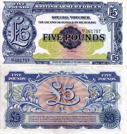 Great Britain 5 Pounds Pick Number: m23 F (writing on some notes) Banknote