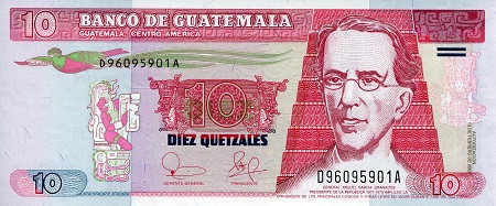 Guatemala 10 Quetzal Pick Number: 107 UNC Banknote