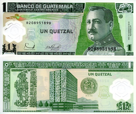 Guatemala 1 Quetzal Pick Number: 109a UNC Banknote