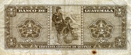 Guatemala  1/2  Quetzal VG/G (See large scan) pick #: 51l