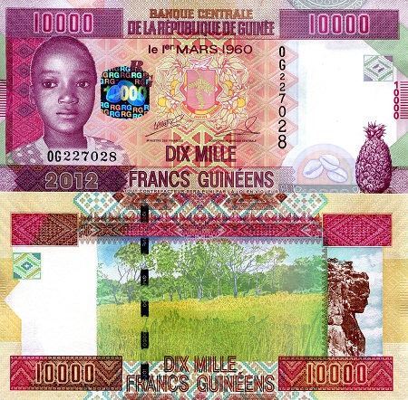 Guinea 10,000 Francs Pick Number: 46a UNC Banknote
