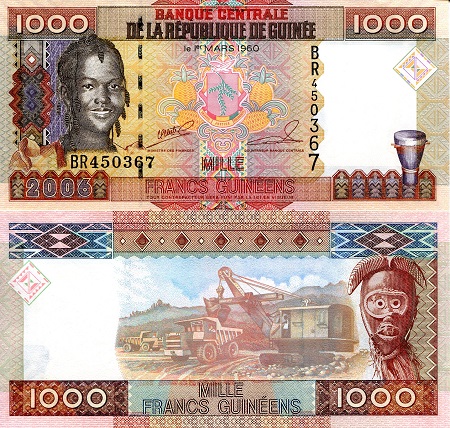 Guinea 1,000 Francs Pick Number: 40 UNC Banknote