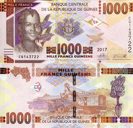 Guinea 1,000 Francs Pick Number: 48b UNC Banknote