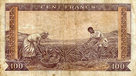 Guinea 100 Francs VG (see large scan) pick #: 13a