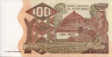Guinea-Bissau 100 Pesos aUNC/XF (see large scan) pick #: 2a