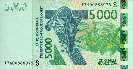 Guinea-Bissau 5,000 Francs Pick Number: 917Sq UNC Banknote