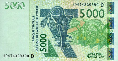 Guinea-Bissau 5,000 Francs Pick Number: 917Ss UNC Banknote