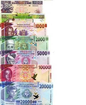 Guinea 100-20,000 Francs Pick Number: Varies UNC Banknote
