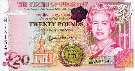 Guernsey 20 Pound Pick Number: 61a UNC Banknote