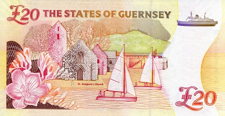 Guernsey 20 Pound UNC pick #: 61a