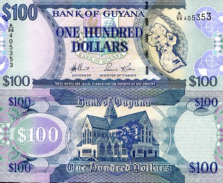 Guyana 100 Dollars Pick Number: 36a UNC Banknote
