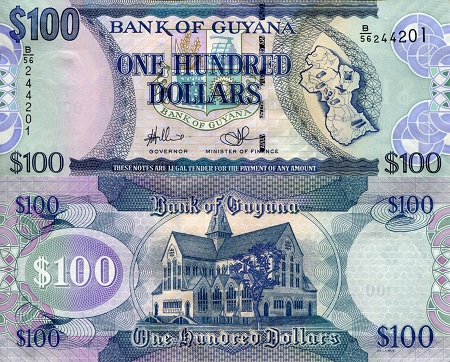 Guyana 100 Dollars Pick Number: 36c UNC Banknote