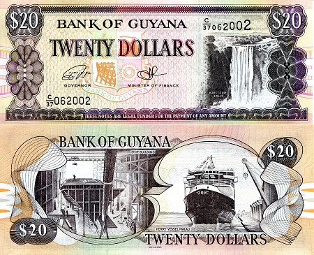 Guyana 20 Dollars Pick Number: 30h2 UNC Banknote