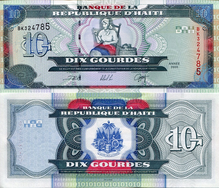 Haiti 10 Gourdes Pick Number: 265a UNC Banknote