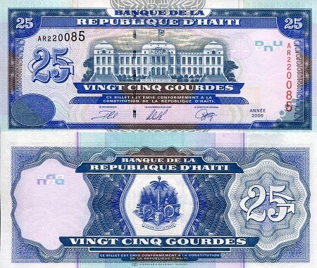 Haiti 25 Gourdes Pick Number: 266a UNC Banknote