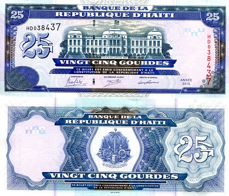 Haiti 25 Gourdes Pick Number: 266f UNC Banknote