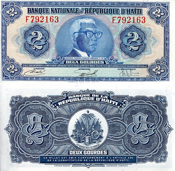 Haiti 2 Gourdes Pick Number: 211 UNC Banknote