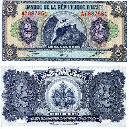 Haiti 2 Gourdes Pick Number: 245Ab UNC Banknote