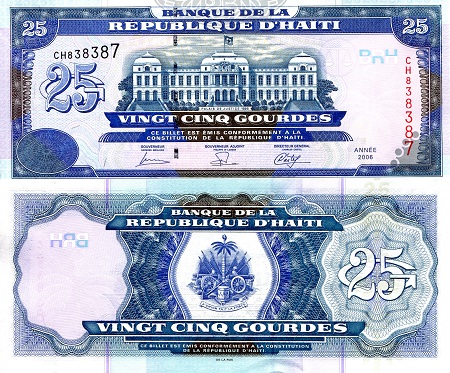 Haiti 25 Gourdes Pick Number: 266c UNC Banknote