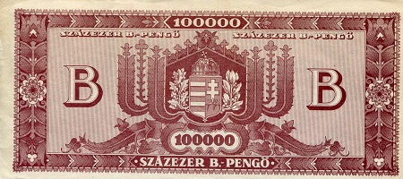 Hungary 100,000 B Pengo VF/F (see large scan) pick #: 133a