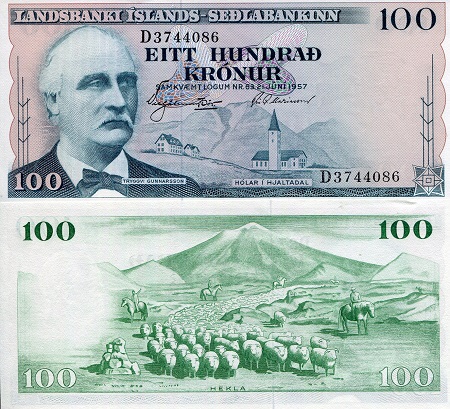 Iceland 100 Kronur Pick Number: 40a UNC Banknote
