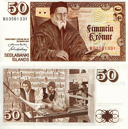 Iceland 50 Kronur Pick Number: 49 UNC Banknote