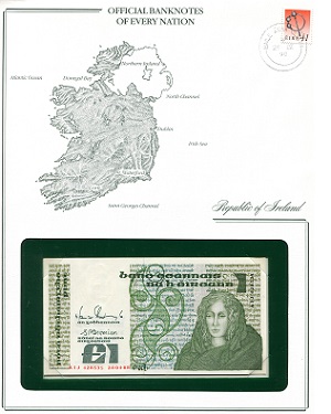 Ireland (Eire) 1 Pound Pick Number: NP - 1 UNC (looks UNC) envelope has wear Banknote