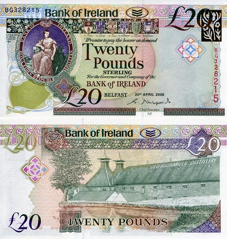 Ireland, North 20 Pounds Pick Number: 85a UNC  Banknote