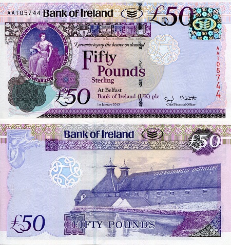 Ireland, North 50 Pounds Pick Number: 89a UNC Banknote