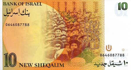 Israel 10 New Sheqalim XF/VF (see large scan) pick #: 53b