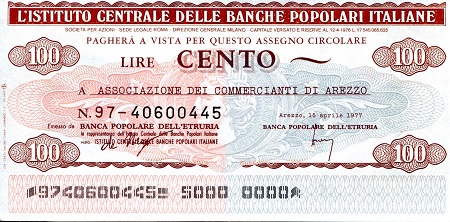 Italy (Emergency Issue) 100 Lire Pick Number: be0445 aUNC Banknote