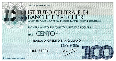 Italy (Emergency Issue) 100 Lire Pick Number: be1994 aUNC Banknote