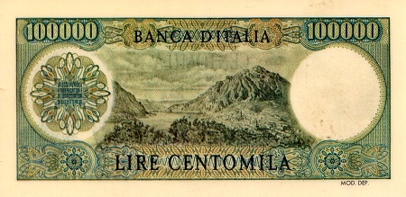 Italy  100,000 Lire N/A (Plastic imitation)  pick #: N/A (copy of p100)