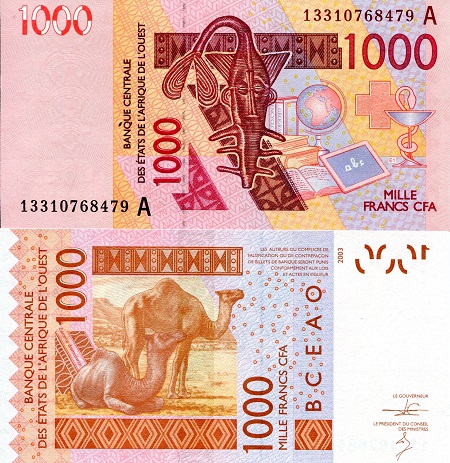 Ivory Coast 1,000 Francs Pick Number: 115Am UNC Banknote