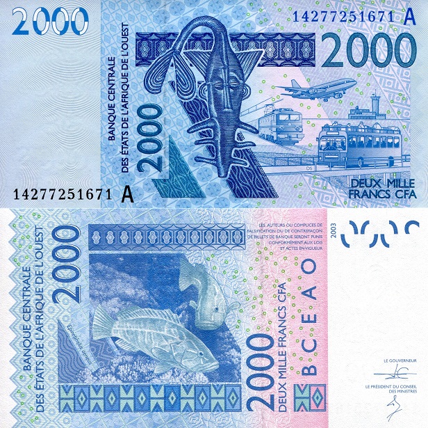 Ivory Coast 2,000 Francs Pick Number: 116An UNC Banknote
