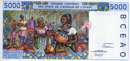 Ivory Coast 5,000 Francs UNC pick #: 113Aa