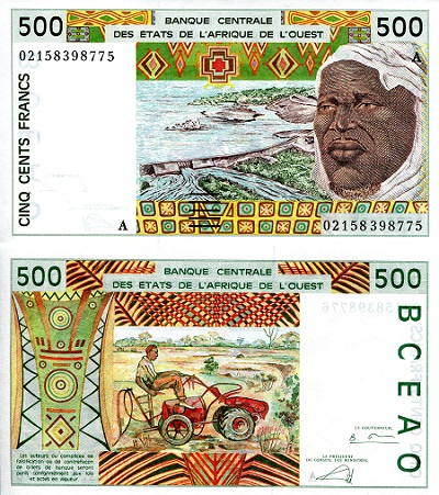 Ivory Coast 500 Francs Pick Number: 110Am aUNC Banknote