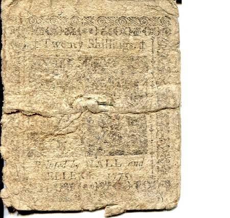 USA - Memorabilia & Miscellaneous items 20 Shillings Poor (halves pinned) pick #: S2558a