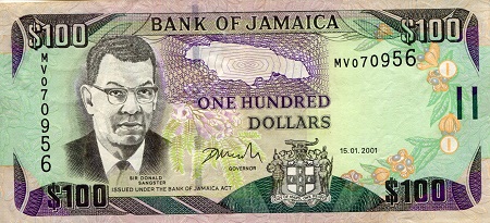 Jamaica 100 Dollars Pick Number: 80b XF (see large scan) Banknote
