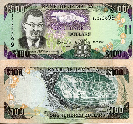 Jamaica 100 Dollars Pick Number: 80c UNC Banknote