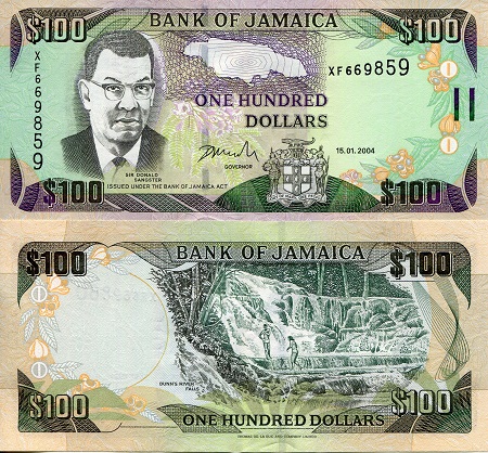 Jamaica 100 Dollars Pick Number: 80e aUNC Banknote