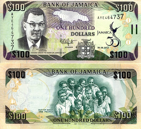 Jamaica 100 Dollars Pick Number: 90 UNC Banknote