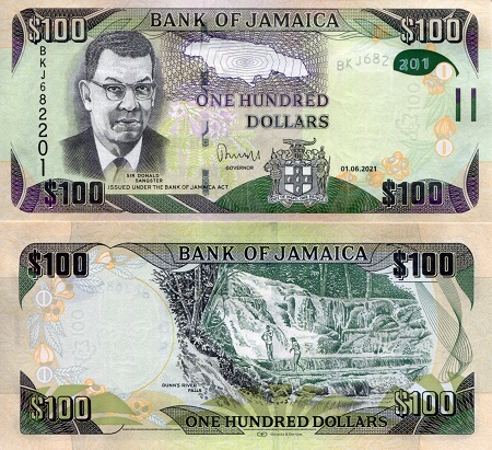 Jamaica 100 Dollars Pick Number: 95h UNC Banknote
