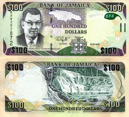 Jamaica 100 Dollars Pick Number: 95c UNC Banknote